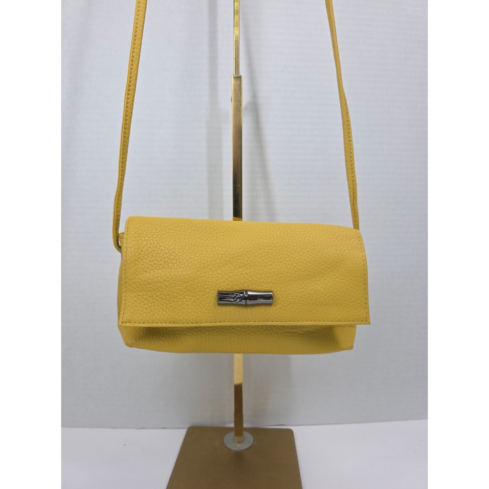 Longchamp Roseau Yellow Pebbled Leather Crossbody Bag‎ ZSTT APX/M/03